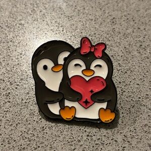 Cute Penguin couple. Valentines. Enamel pin